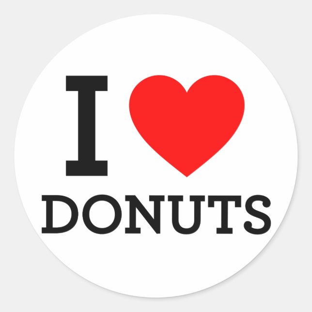 I Love Donuts Classic Round Sticker (Front)