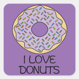 I Love Donuts Square Sticker