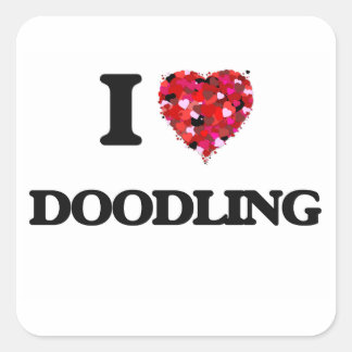 I love Doodling Square Sticker