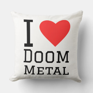 I love doom metal square sticker throw pillow