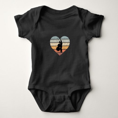 I Love Double Bass Retro Heart Baby Bodysuit