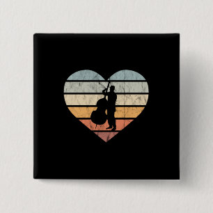 I Love Double Bass Retro Heart Button