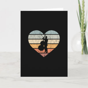 I Love Double Bass Retro Heart Card