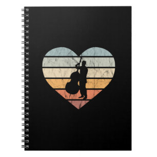 I Love Double Bass Retro Heart Notebook