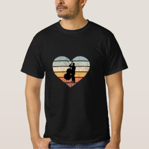 I Love Double Bass Retro Heart T-Shirt