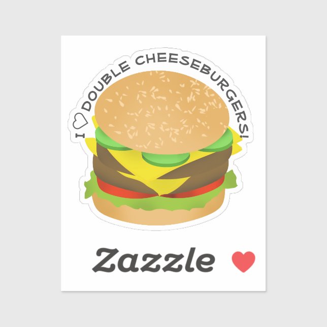 I Love Double Cheeseburgers Sticker (Sheet)