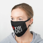 I Love Dr Fauci Black Cotton Face Mask (Angled)