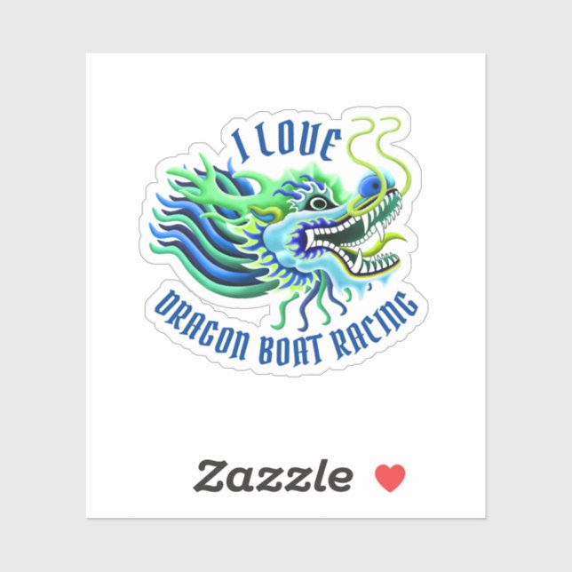 I love dragon boat racing Blue & Green Logo Sticker (Sheet)