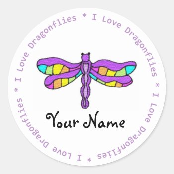 I Love Dragonflies Customizable Sticker by Victoreeah at Zazzle