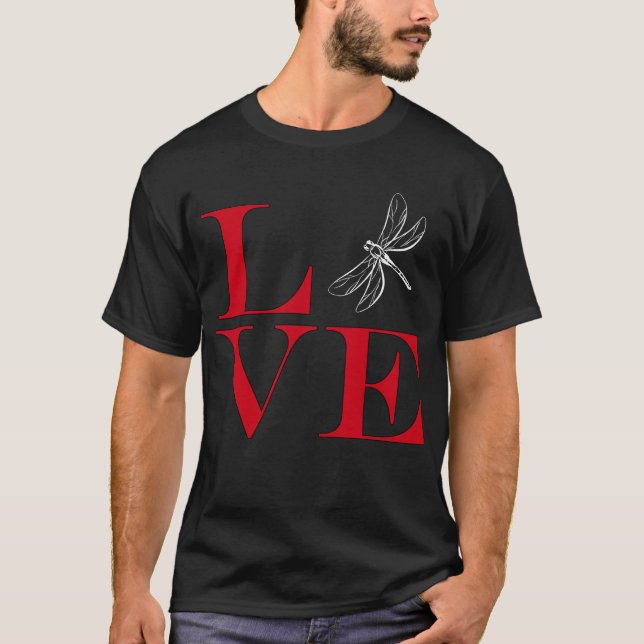 I Love Dragonflies - Dark Colored Tee (Front)