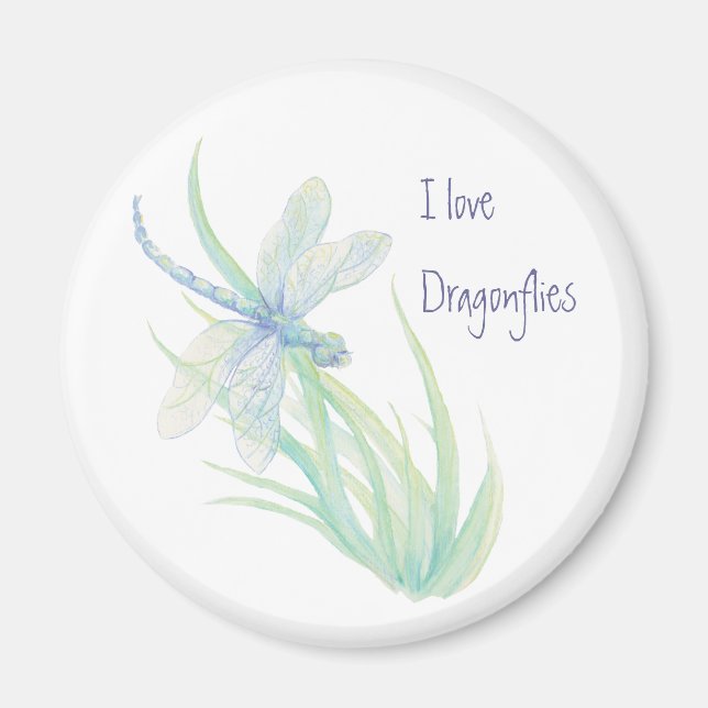 I love  Dragonflies in Blue and Green Magnet (Front)