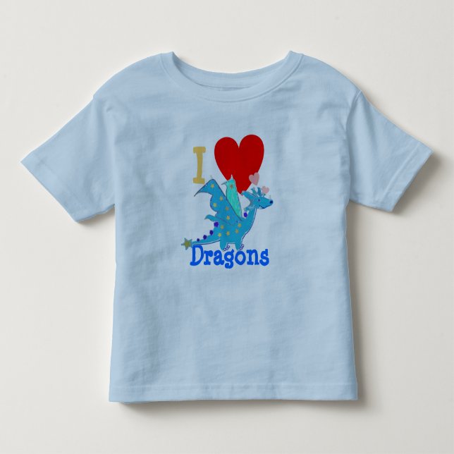 I Love Dragons Blue Dragon Cartoon Toddler T-shirt (Front)