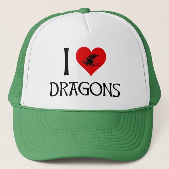 I Love Dragons Trucker Hat (Front)