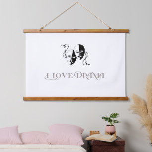 I Love Drama, Theater Masks Performing Arts Hanging Tapestry