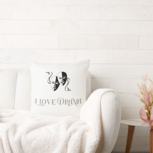 I Love Drama, Theater Masks Performing Arts Throw Pillow