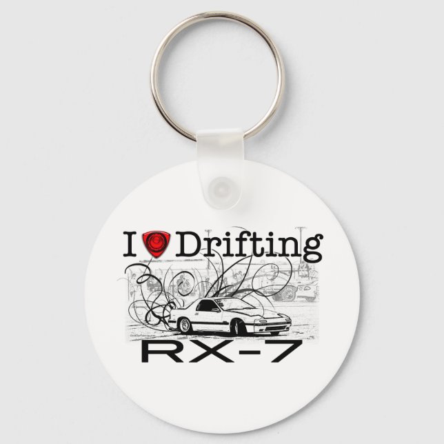 I love drifting RX-7 Keychain (Front)