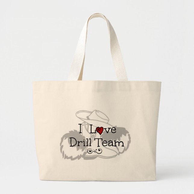 I Love Drill Team Large Tote Bag (Front)