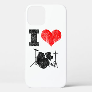 I Love Drums Distressed iPhone 12 Case
