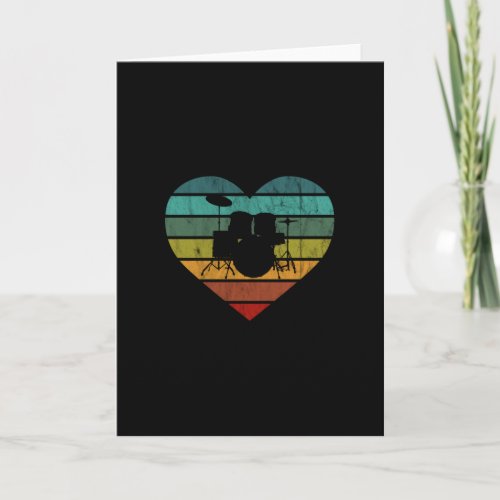 I Love Drums Retro Heart Card