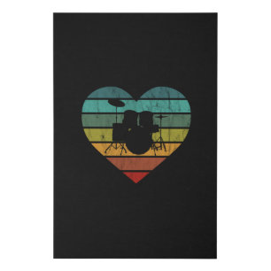 I Love Drums Retro Heart Faux Canvas Print