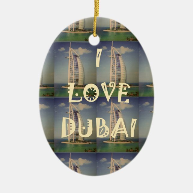 I Love Dubai Ceramic Ornament (Front)