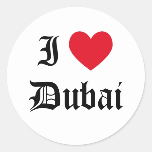 I Love Dubai Classic Round Sticker