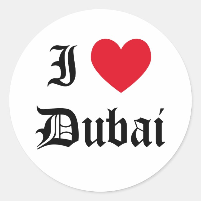 I Love Dubai Classic Round Sticker (Front)
