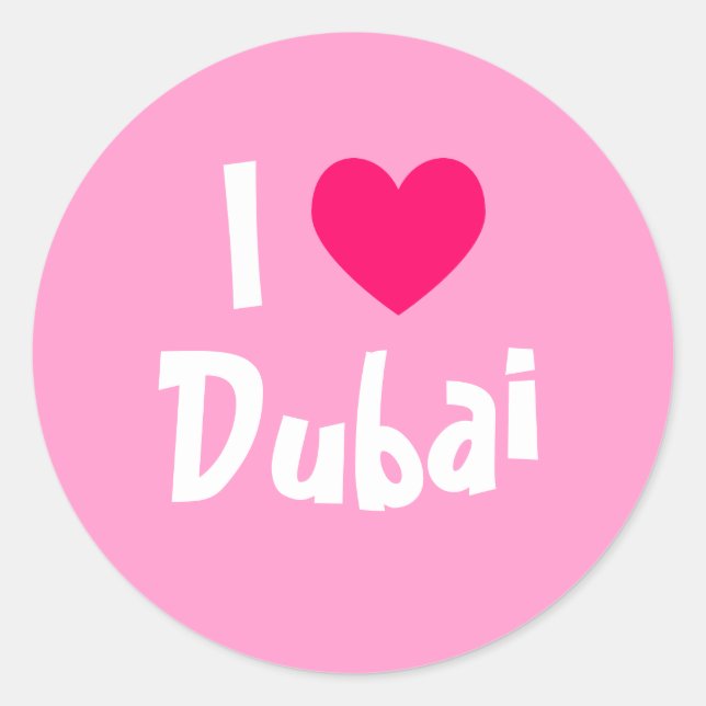 I Love Dubai Classic Round Sticker (Front)