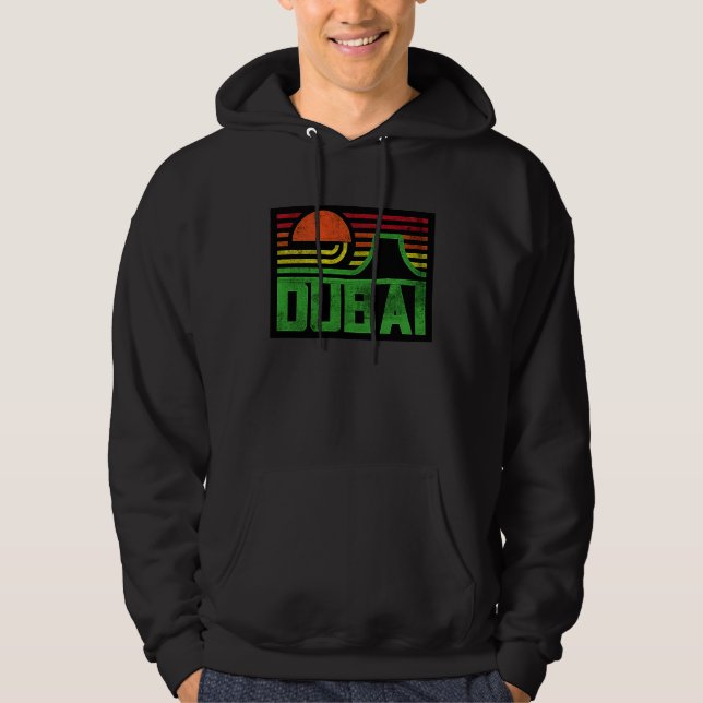 I Love Dubai Cool Retro Dubai Sunset Illustration  Hoodie (Front)