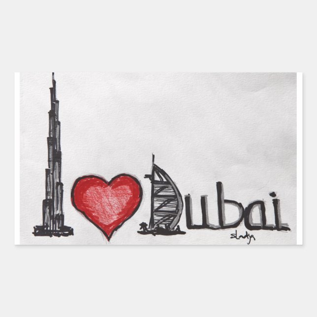 I love Dubai Rectangular Sticker (Front)