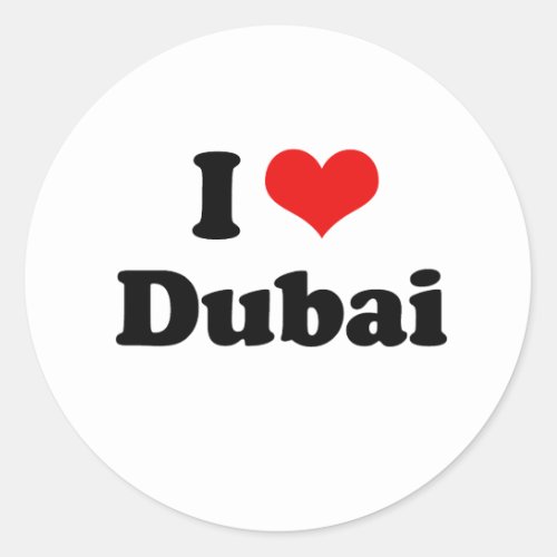 I Love Dubai Tshirt Classic Round Sticker