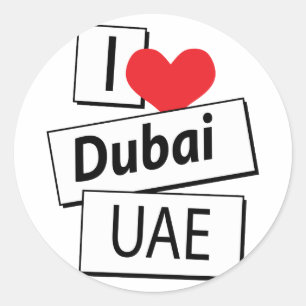 I Love Dubai UAE Classic Round Sticker