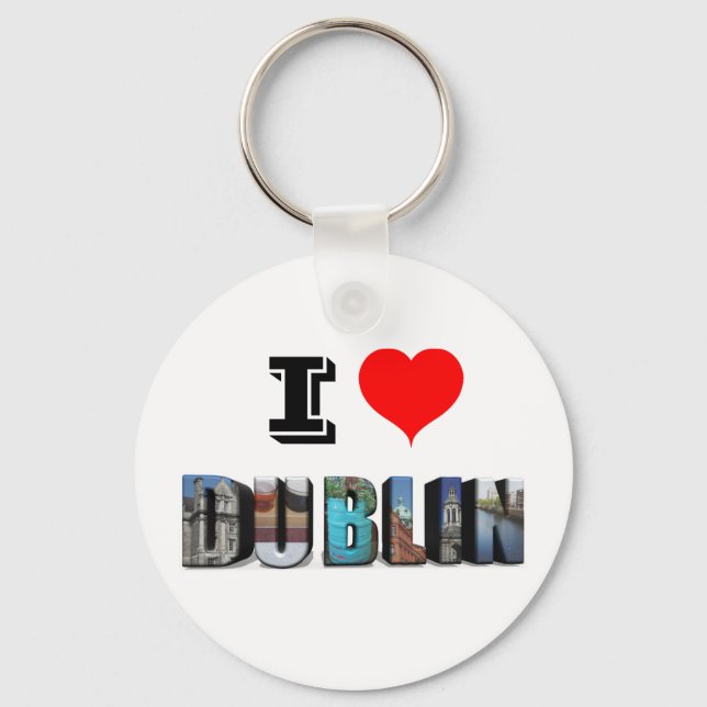 I Love Dublin Ireland 3D Travel Photo Keychain (Front)
