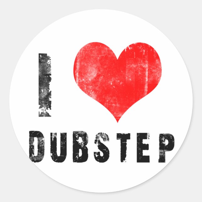 I Love Dubstep Classic Round Sticker (Front)