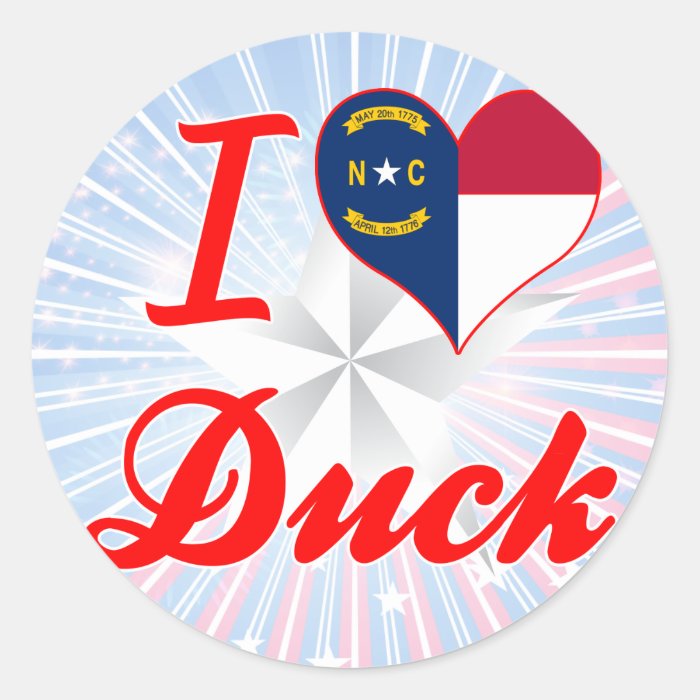 I Love Duck, North Carolina Stickers