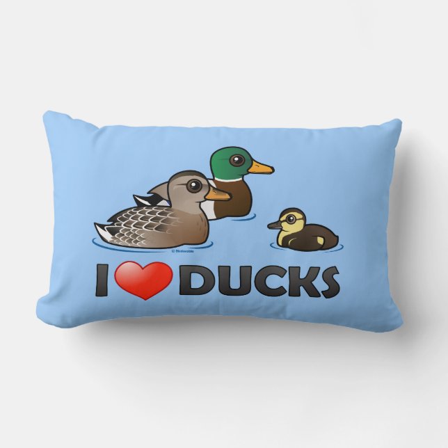 I Love Ducks Lumbar Pillow (Front)