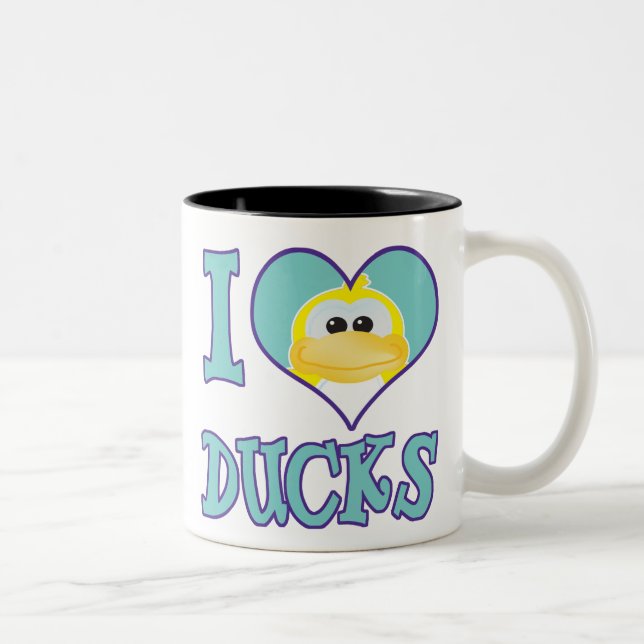 I Love ducks Two-Tone Coffee Mug (Right)