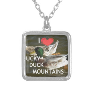 I Love Ducky Duck Mountains Design Silver Plated Necklace