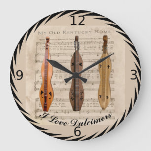I LOVE DULCIMERS LARGE CLOCK