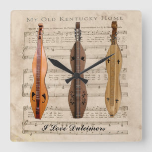 I LOVE  DULCIMERS SQUARE WALL CLOCK