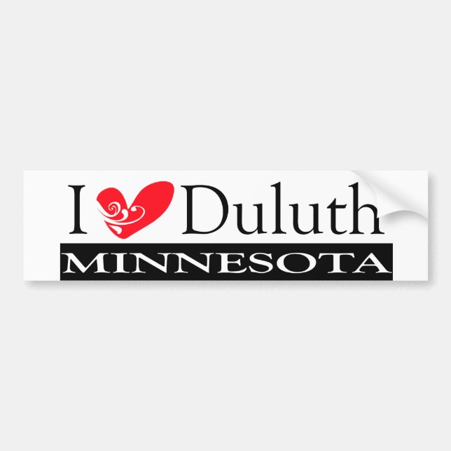 I Love Duluth Minnesota Bumper Sticker (Front)