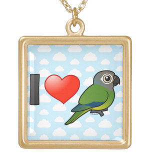 I Love Dusky-headed Conures Gold Plated Necklace
