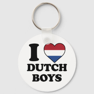 I Love Dutch Boys Netherlands Flag Heart Keychain