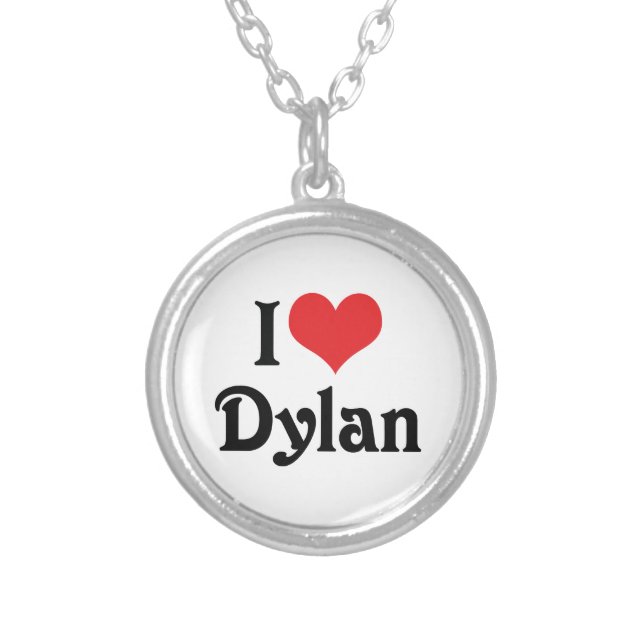 I Love Dylan Silver Plated Necklace (Front)