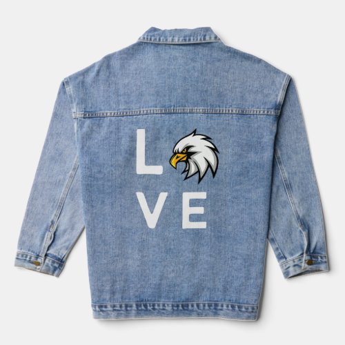 I Love Eagles America Eagle Bird  Denim Jacket