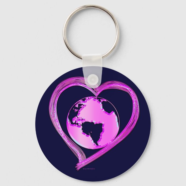 I LOVE EARTH (Pink) Series Keychain (Front)