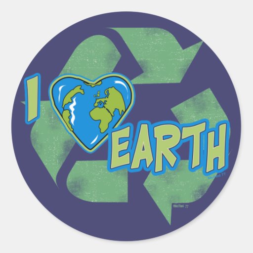 I Love Earth Recycle Sticker | Zazzle