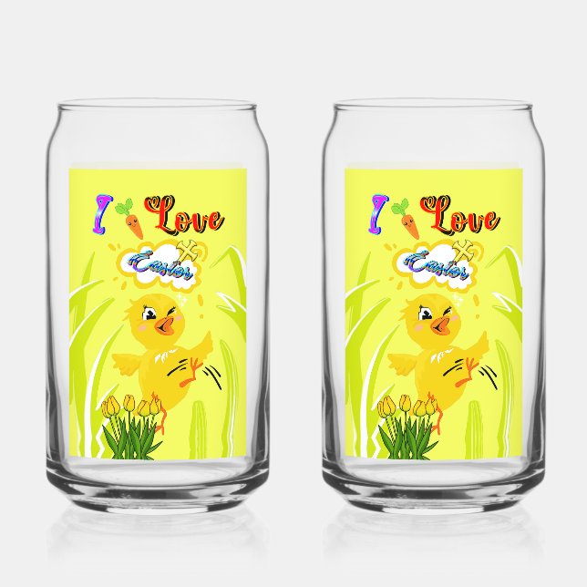 I Love Easter Can Glass (Front)