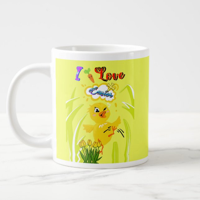 I Love Easter Giant Coffee Mug (Left)