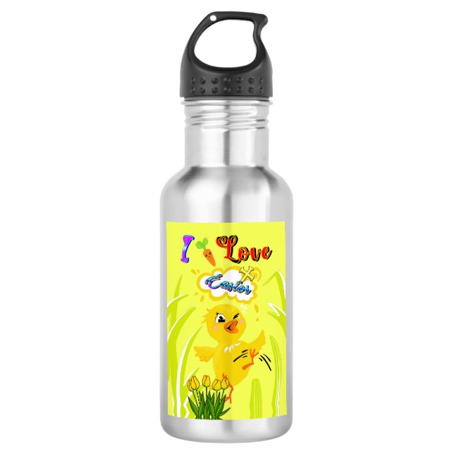 I Love Easter Stainless Steel Water Bottle (Front)